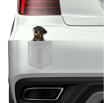 Rottweiler Dog in pocket Fridge Car Magnet Bumper Sticker App size 4"x7"