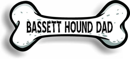 Dog Dad Bassett Hound Dog Bone Car Magnet Bumper Sticker 3"x7"