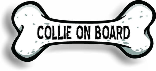 Dog on Board Collie Bone Car Magnet Bumper Sticker 3"x7"