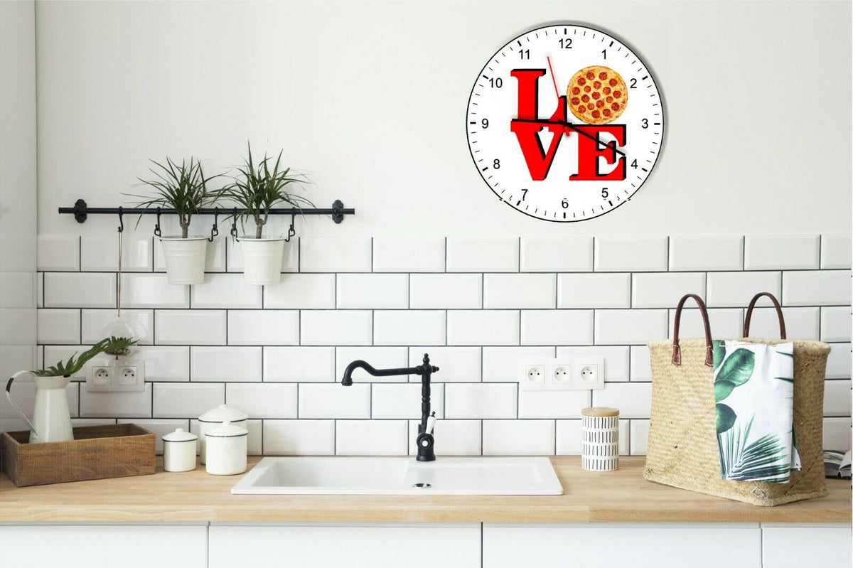I Love Pizza Love Park Funny Kitchen Living room Wall Clock