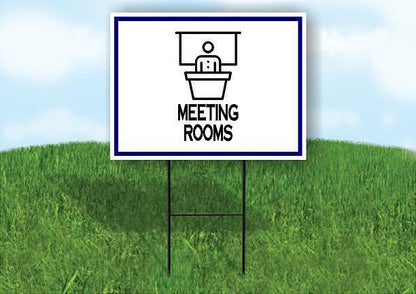 MEETING ROOMS BLUE BORDER Yard Sign Road with Stand LAWN SIGN