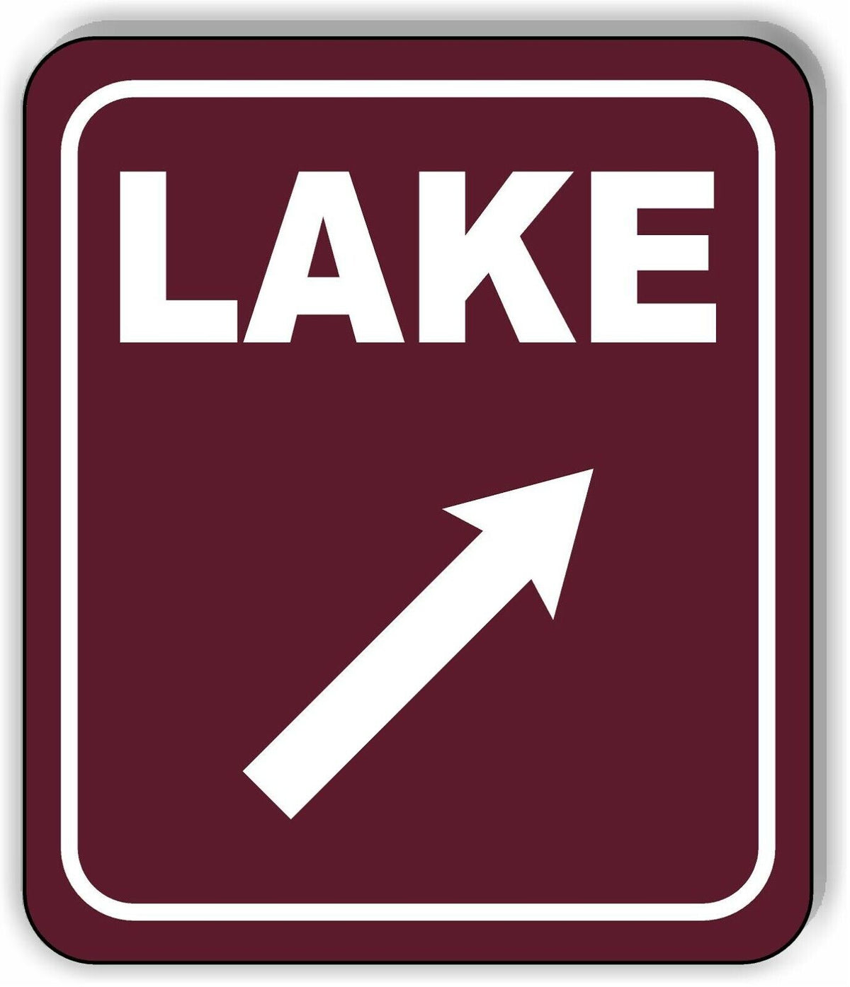 LAKE DIRECTIONAL 45 DEGREES UP RIGHT ARROW CAMPING Aluminum composite sign