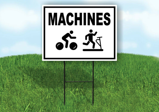 MACHINES WITH BORDER Yard Sign with Stand LAWN SIGN