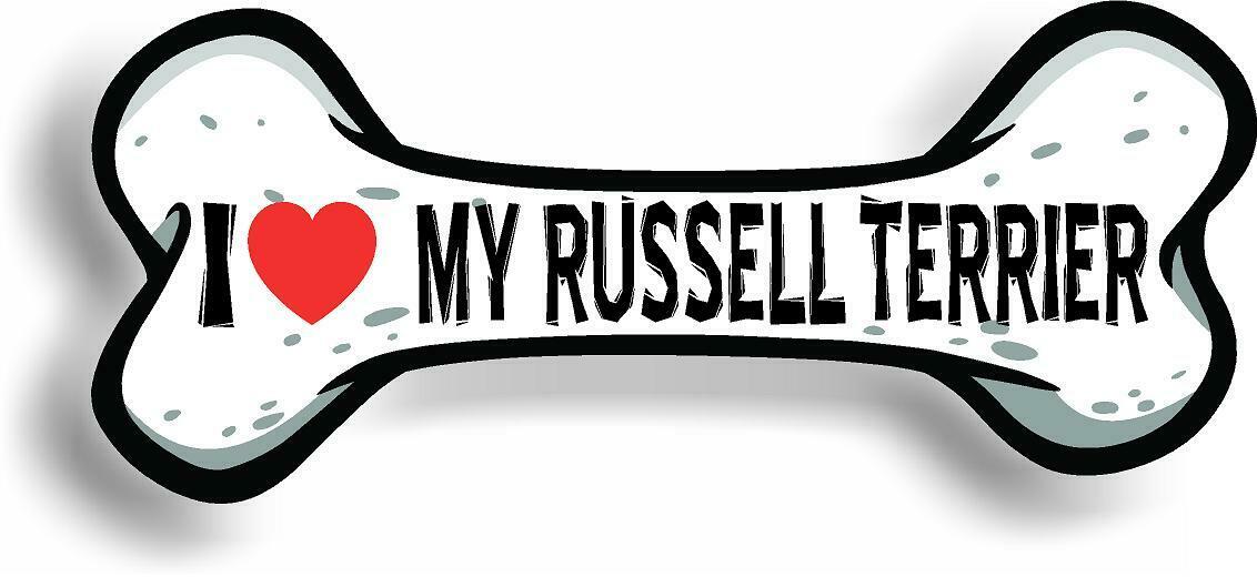 I Love My Russell Terrier Car Magnet Bumper Sticker 3"x7"