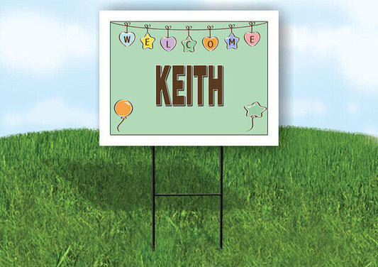 KEITH WELCOME BABY GREEN  18 in x 24 in Yard Sign Road Sign with Stand