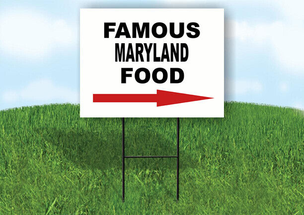 MARYLAND FAMOUS FOOD RIGHT ARROW Yard Sign w Stand LAWN SIGN Single