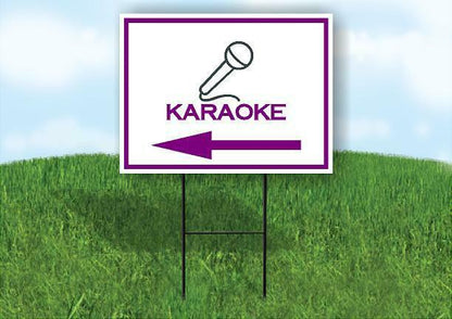 KARAOKE PURPLE ARROW LEFT Yard Sign Road with Stand LAWN SIGN Single sided