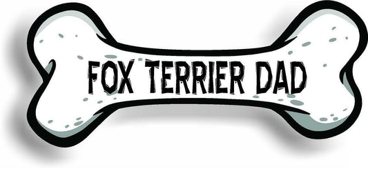 Dog Dad Fox Terrier Bone Car Magnet Bumper Sticker 3"x7"