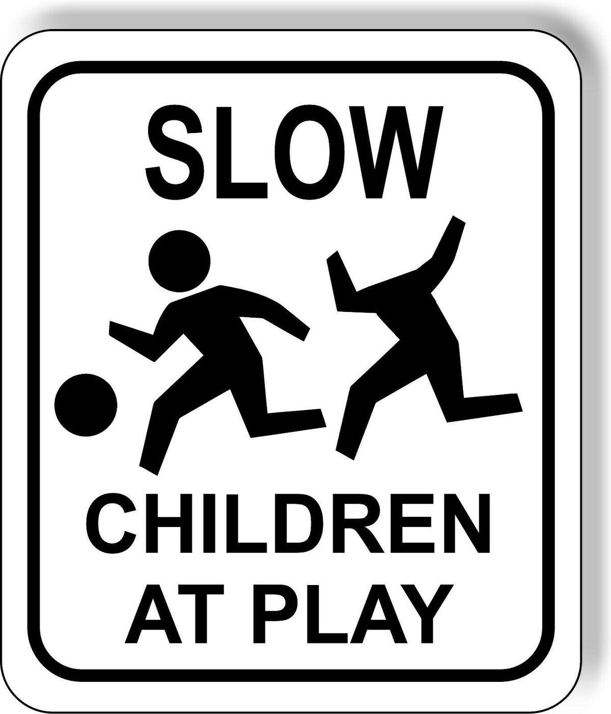 slow funny children at play white and black Aluminum composite sign