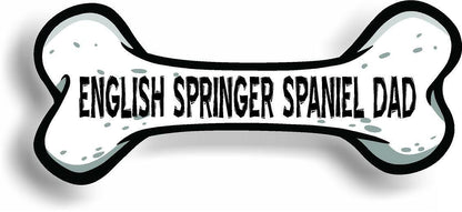 Dog Dad English Springer Spaniel Bone Car Magnet Bumper Sticker 3"x7"