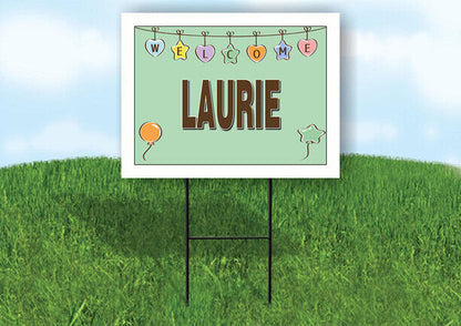 LAURIE WELCOME BABY GREEN  18 in x 24 in Yard Sign Road Sign with Stand