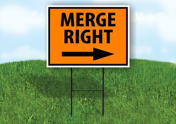 MERGE RIGHT ARROW SAFETY ORANGE Yard Sign Road with Stand LAWN SIGN Single sided