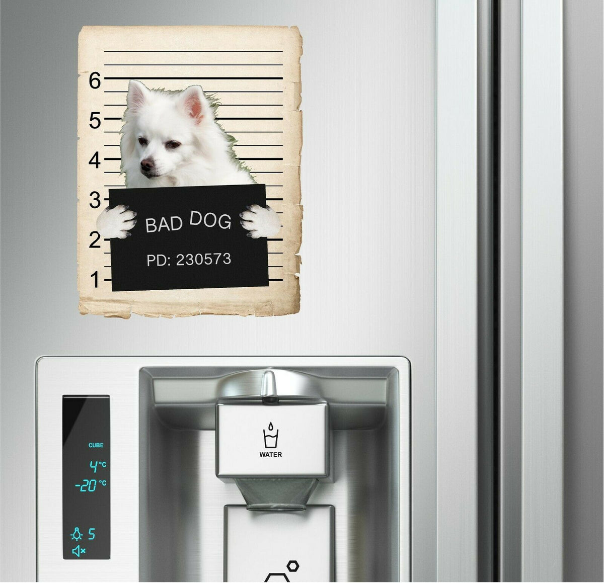 American Eskimo Mugshot Bad Dog Fridge refrigerator Car Magnet Bumper Sticker