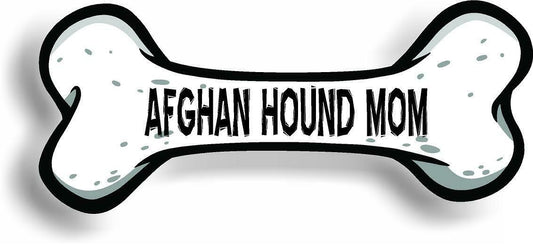 Dog Mom Afghan Hound Bone Car Magnet Bumper Sticker 3"x7"