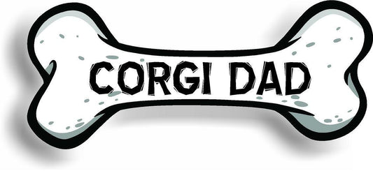 Dog Dad Corgi Bone Car Magnet Bumper Sticker 3"x7"
