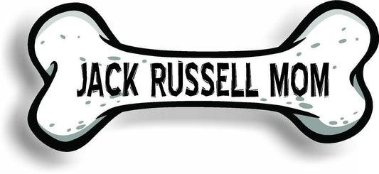 Dog Mom Jack Russell Bone Car Magnet Bumper Sticker 3"x7"