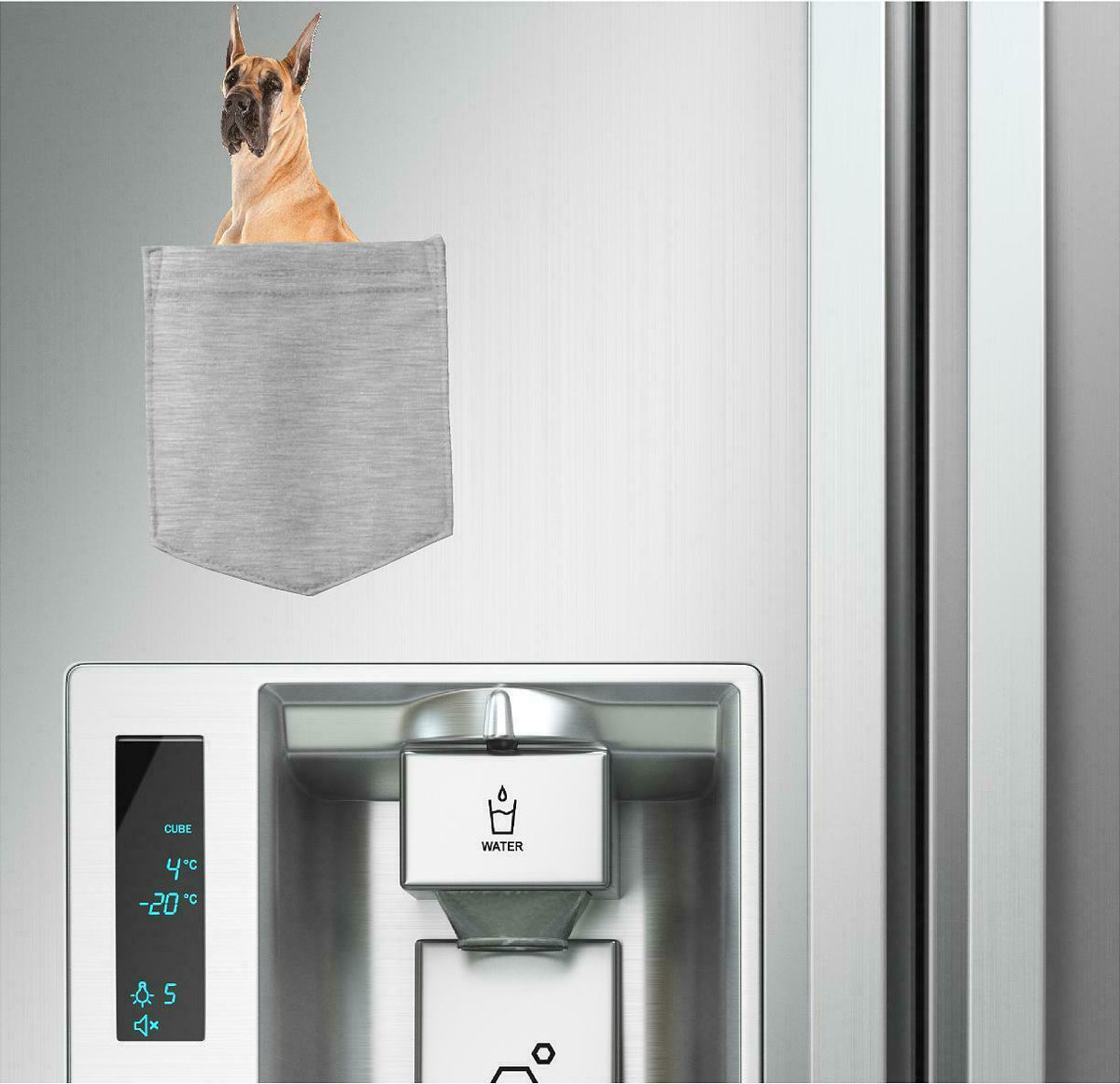 Great Dane Dog in pocket Fridge Car Magnet Bumper Sticker App size 4"x7"