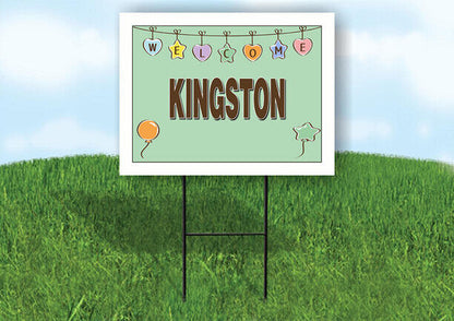 KINGSTON WELCOME BABY GREEN  18 in x 24 in Yard Sign Road Sign with Stand