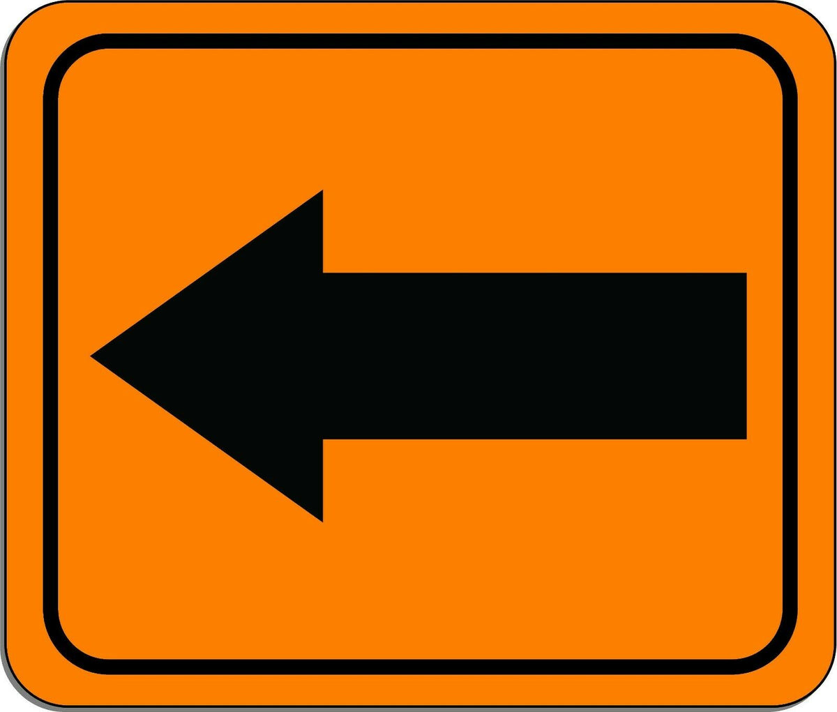 Left Arrow Safety Orange metal outdoor sign long-lasting construction