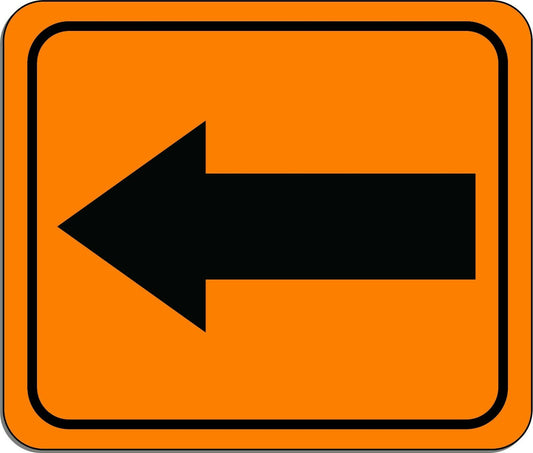 Left Arrow Safety Orange metal outdoor sign long-lasting construction