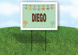 DIEGO WELCOME BABY GREEN  18 in x 24 in Yard Sign Road Sign with Stand