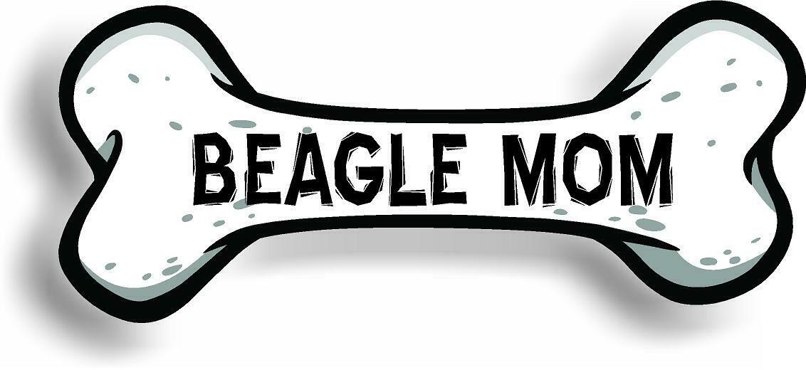 Dog Mom Beagle Bone Car Magnet Bumper Sticker 3"x7"