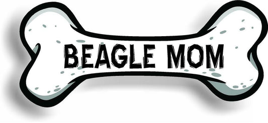 Dog Mom Beagle Bone Car Magnet Bumper Sticker 3"x7"