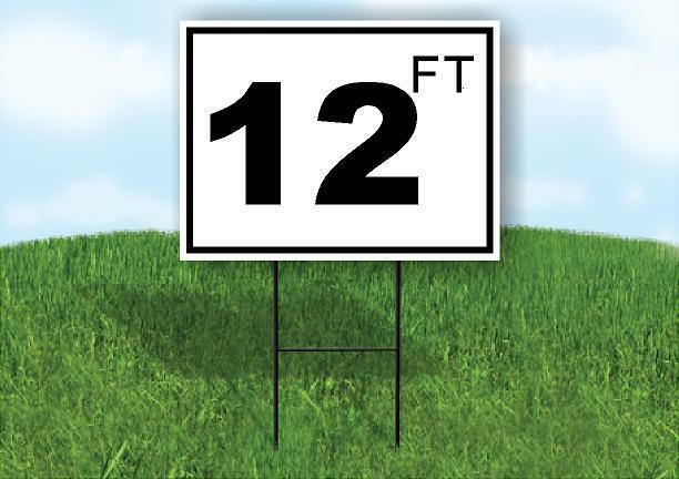 12 ft pool depth BLACK WHITE 18inx24in Yard Road Sign w/ Stand