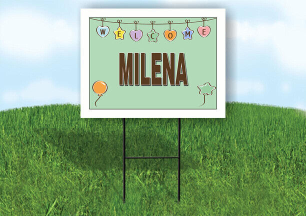 MILENA WELCOME BABY GREEN  18 in x 24 in Yard Sign Road Sign with Stand