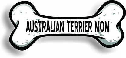 Dog Mom Australian Terrier Bone Car Magnet Bumper Sticker 3"x7"
