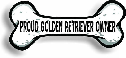 Proud Golden Retriever Owner Bone Car Magnet Bumper Sticker 3"x7"