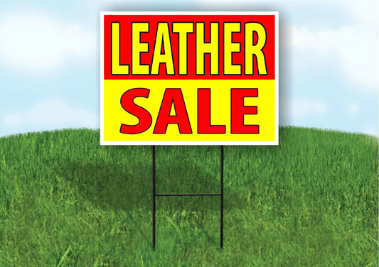 LEATHER SALE RED YELLOW Plastic Yard Sign ROAD SIGN with Stand
