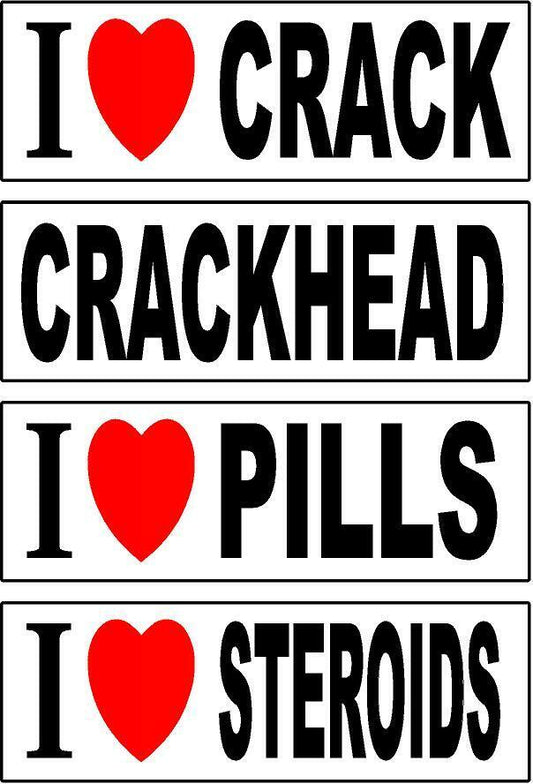 Set of 4 prank magnetic bumper stickers magnets funny hilarious crackhead drugs