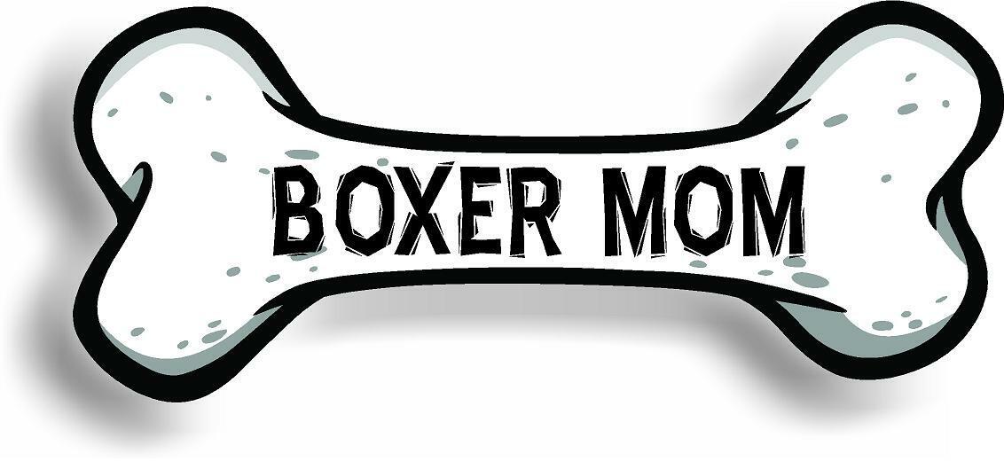 Dog Mom Boxer Bone Car Magnet Bumper Sticker 3"x7"