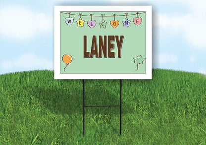 LANEY WELCOME BABY GREEN  18 in x 24 in Yard Sign Road Sign with Stand