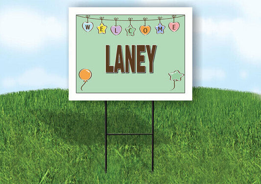 LANEY WELCOME BABY GREEN  18 in x 24 in Yard Sign Road Sign with Stand