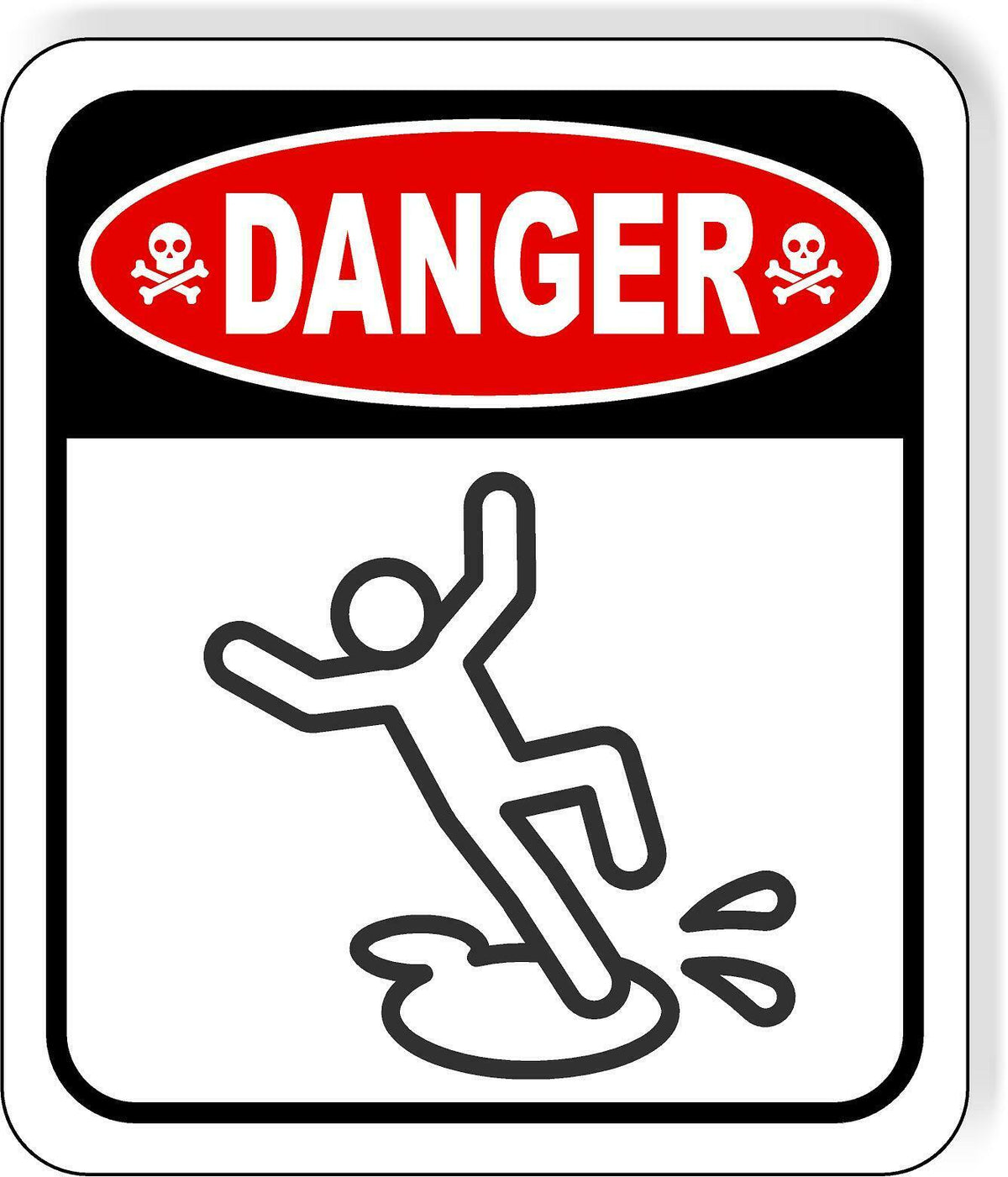 DANGER SLIPPERY WHEN WET OIL HAZARD Metal Aluminum composite sign