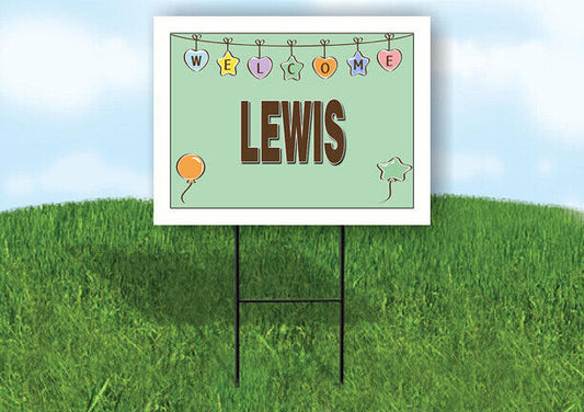 LEWIS WELCOME BABY GREEN  18 in x 24 in Yard Sign Road Sign with Stand