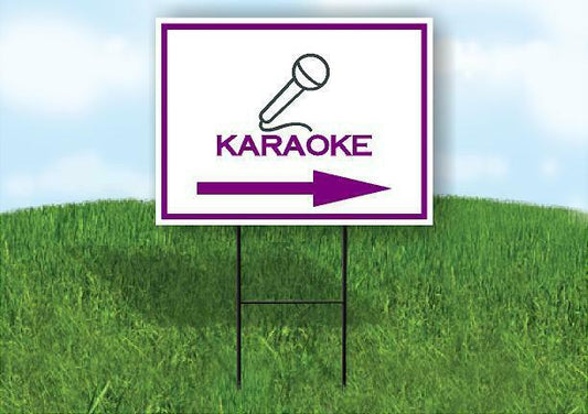 KARAOKE PURPLE ARROW RIGHT Yard Sign Road with Stand LAWN SIGN Single sided
