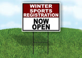 SPORTS REGISTRATION MAROON WHITE WINTER Yard Sign with Stand LAWN SIGN