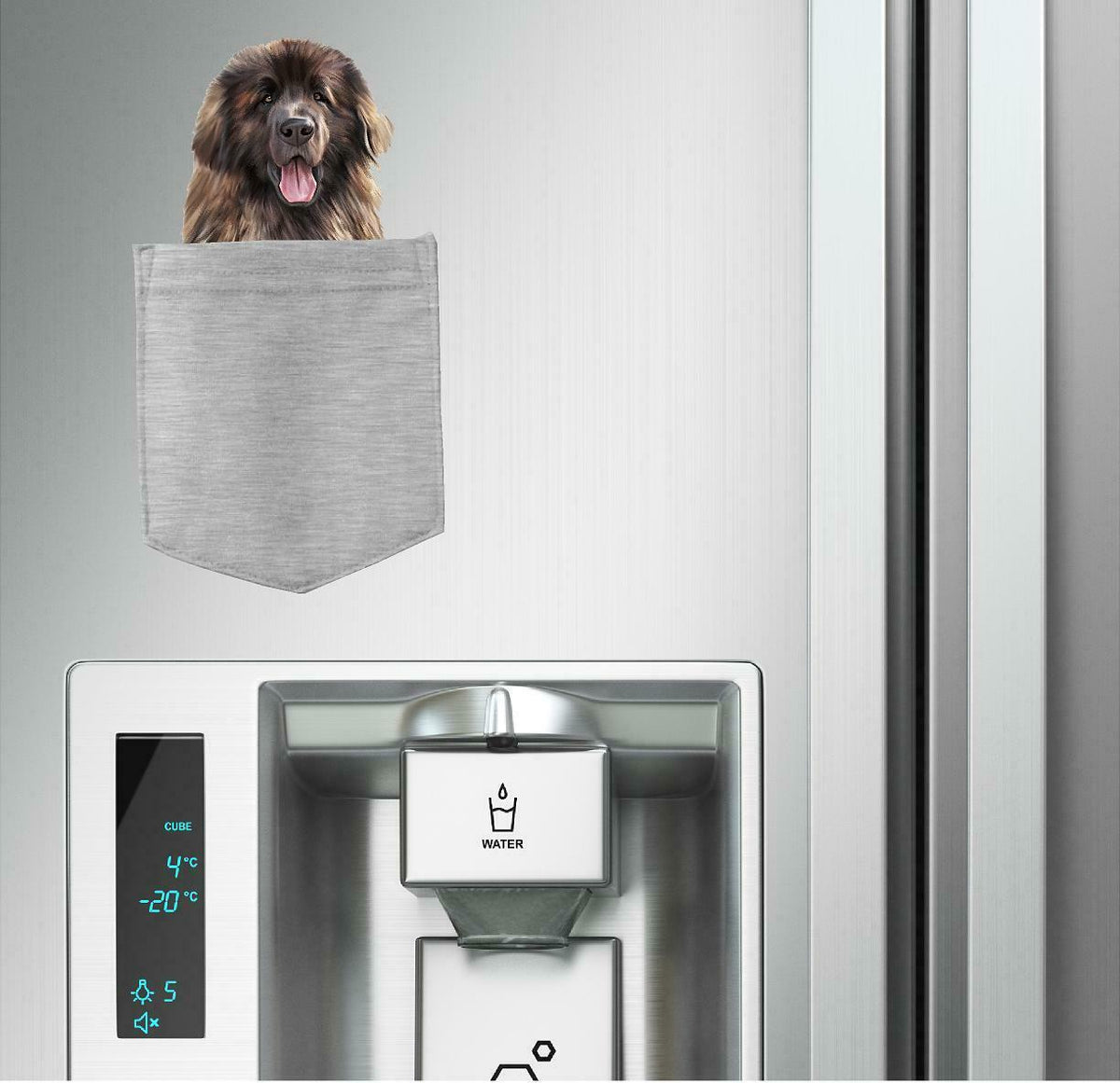 Leonberger Dog in pocket Fridge Car Magnet Bumper Sticker App size 4"x7"