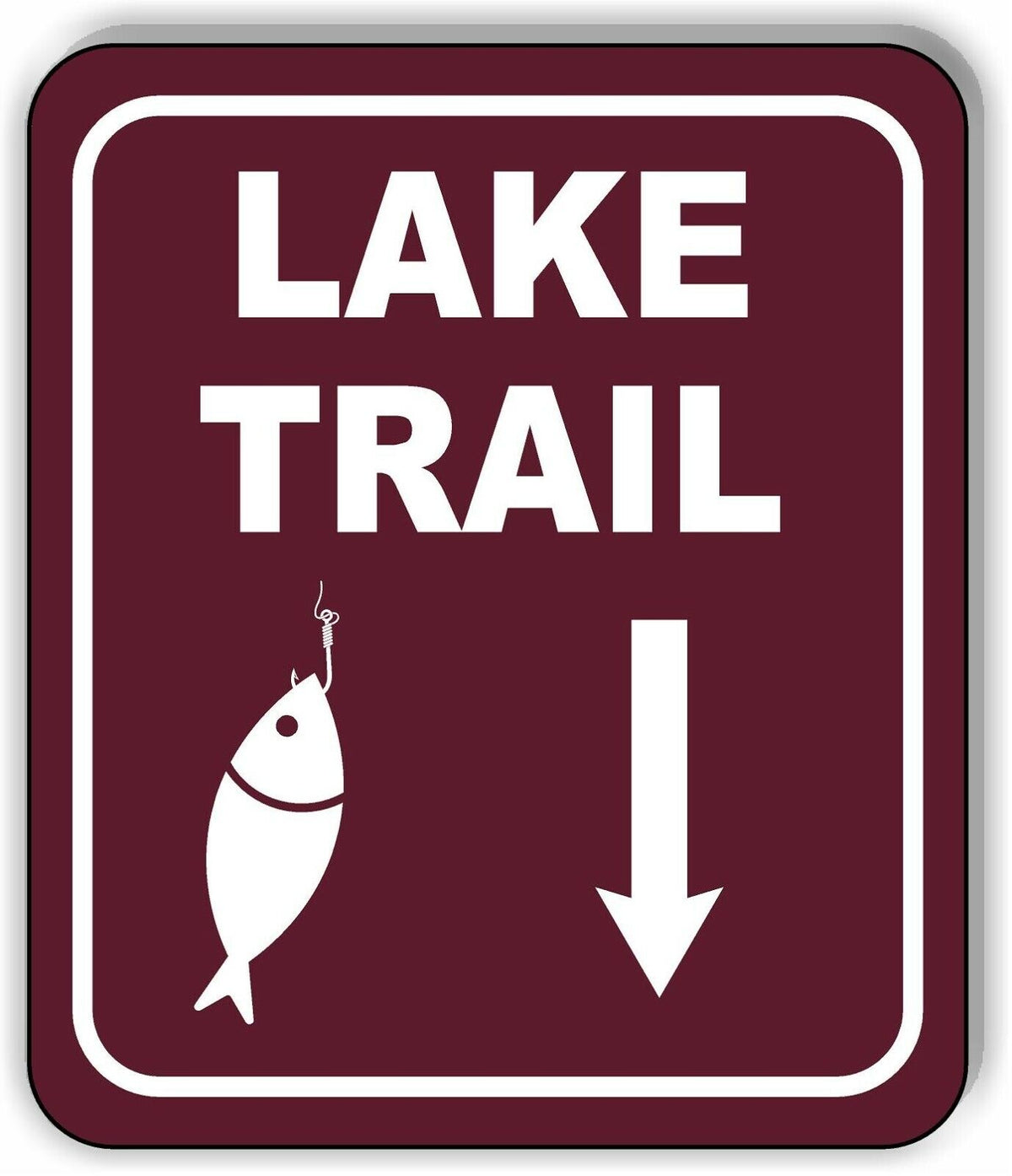 LAKE TRAIL DIRECTIONAL DOWNWARDS ARROW CAMPING Metal Aluminum composite sign