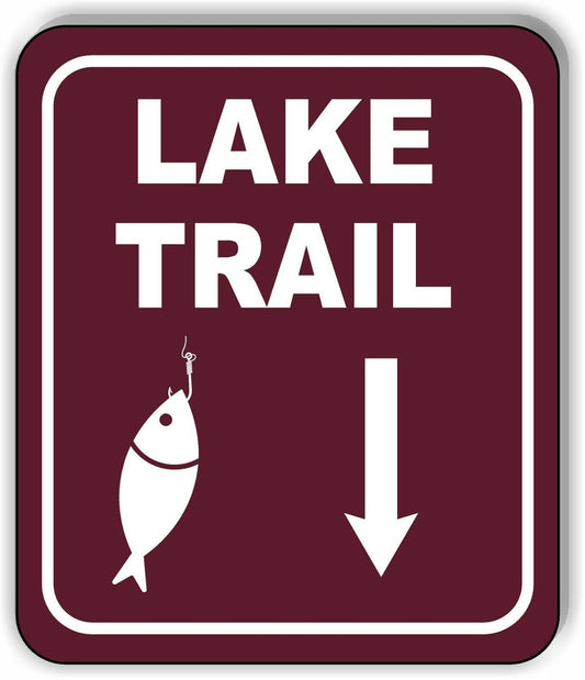 LAKE TRAIL DIRECTIONAL DOWNWARDS ARROW CAMPING Metal Aluminum composite sign