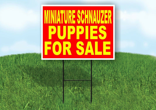 Miniature Schnauzer PUPPIES FOR SALE YELLOW Yard Sign Road with Stand LAWN SIGN