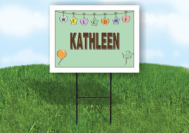 KATHLEEN WELCOME BABY GREEN  18 in x 24 in Yard Sign Road Sign with Stand