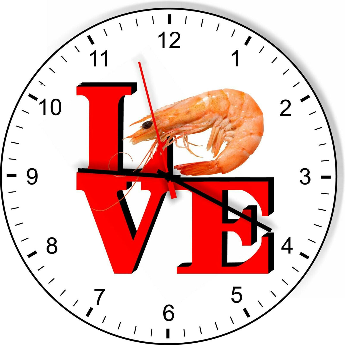I Love Shrimp Love Park Funny Kitchen Living room Wall Clock