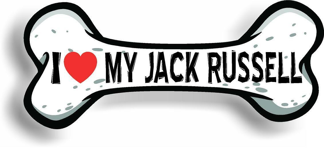 I Love My Jack Russell Car Magnet Bumper Sticker 3"x7"