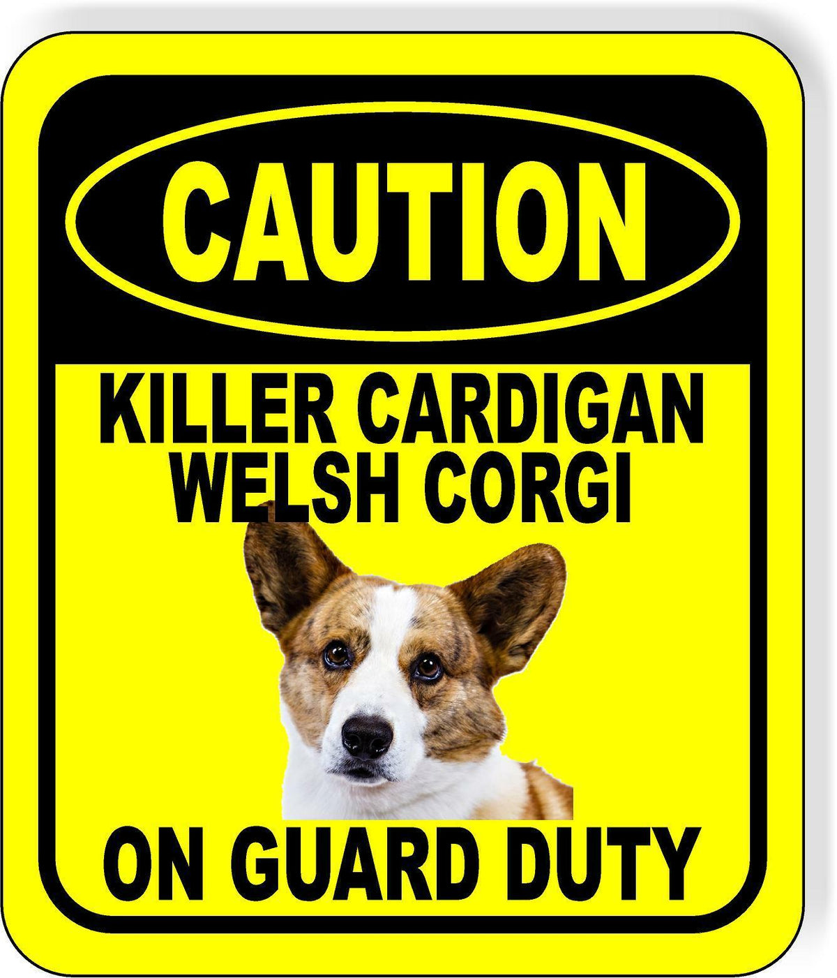 CAUTION KILLER CARDIGAN WELSH CORGI ON GUARD DUTY Metal Aluminum Composite Sign