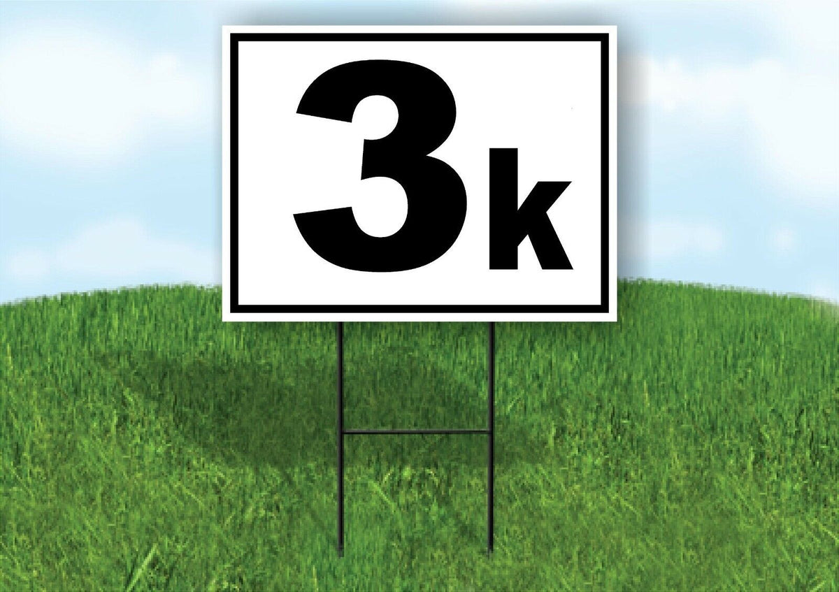 KILOMETER 3 K DISTANCE MARKER  RUNNING RACE BLACK Yard Sign with Stand LAWN SIGN