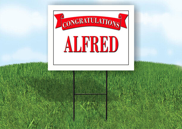 ALFRED CONGRATULATIONS RED BANNER 18in x 24in Yard sign with Stand